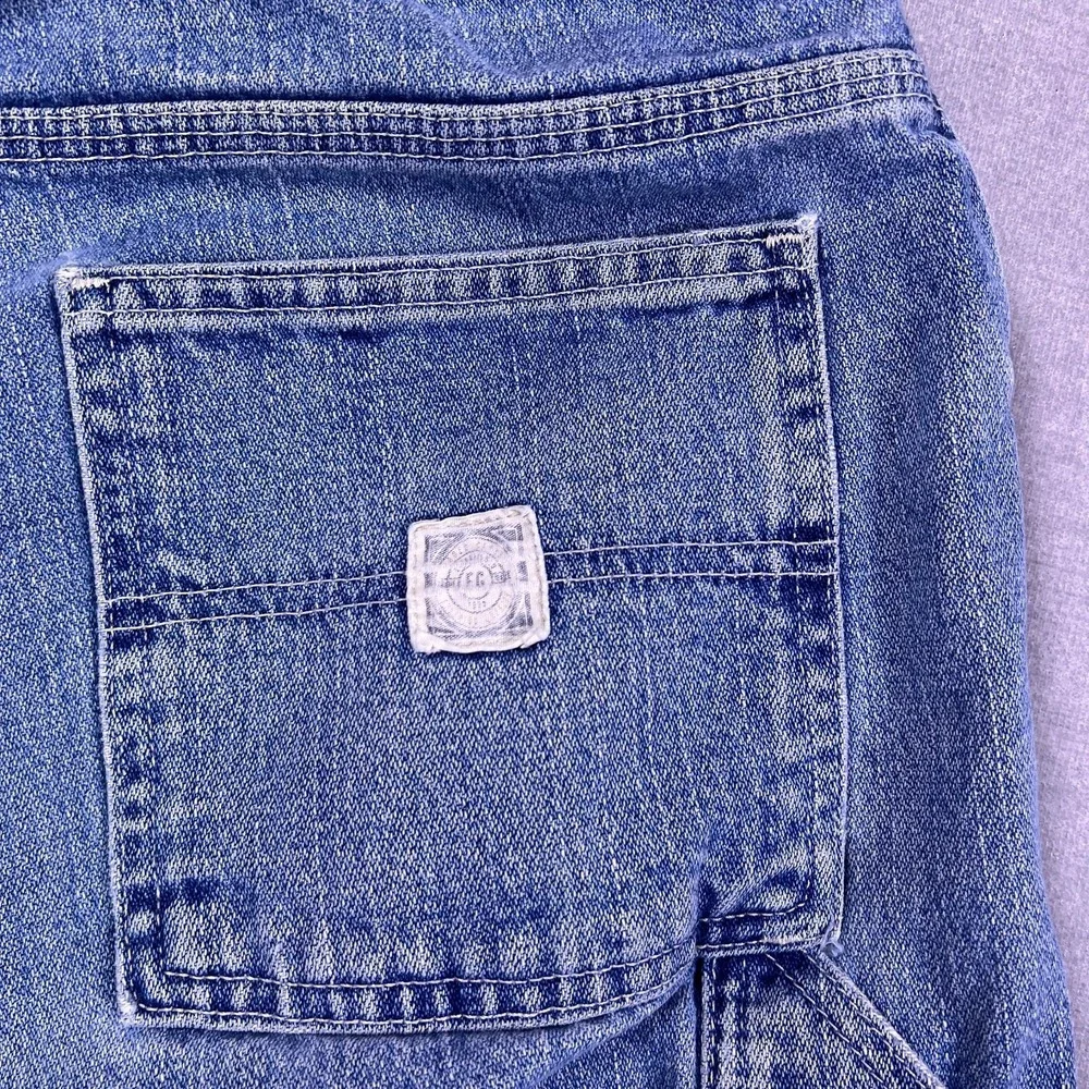 VTG Faded Glory Men's‎ Blue Denim Distressed Wide Leg Carpenter Jeans Size 38x30